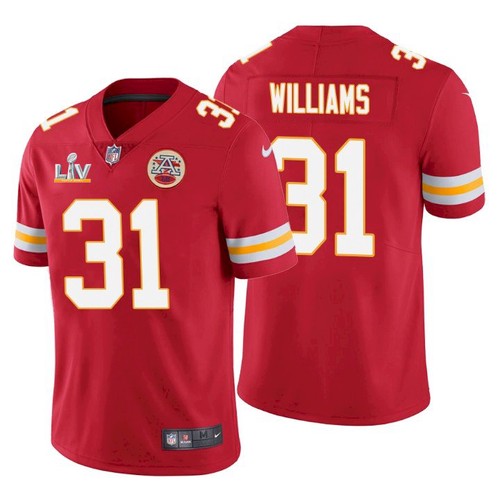 Men's Kansas City Chiefs #31 Darrel Williams Red NFL 2021 Super Bowl LV Stitched Jersey Men's Kansas City Chiefs #31 Darrel Williams Red NFL 2021 Super Bowl LV Stitched Jersey